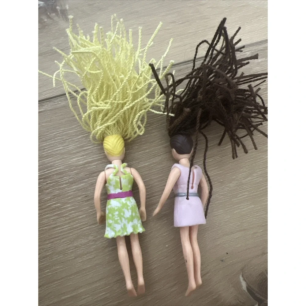 Polly Pocket Vintage Dolls Brunette Blonde Dreadlocks Set Of 2‎